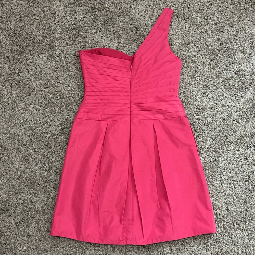 NWT BCBGMaxAzria Ladies 6 Neon Pink Taffeta Dress Cocktail - Picture 4 of 13